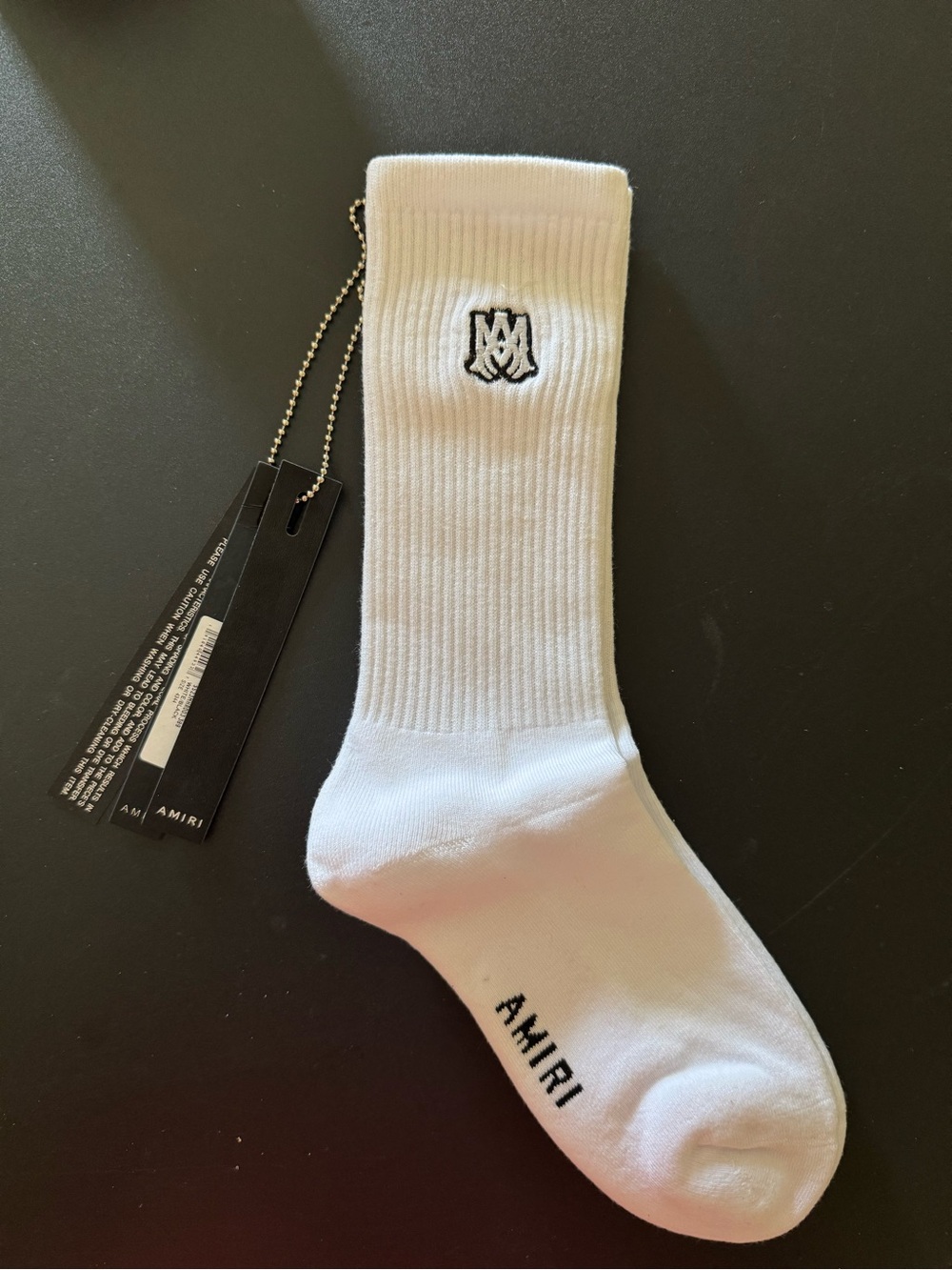 Amiri Embroidery Patch M.A. LOGO Crew Ribbed Socks Size 43-44 ( Size 10-11) NEW